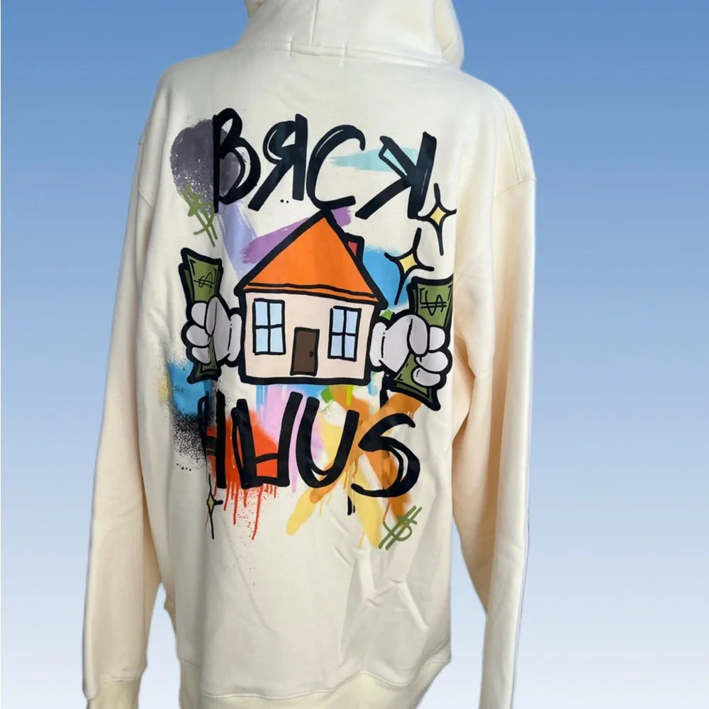 Cream Hoodie with Graphic Design - Picture 2 of 10